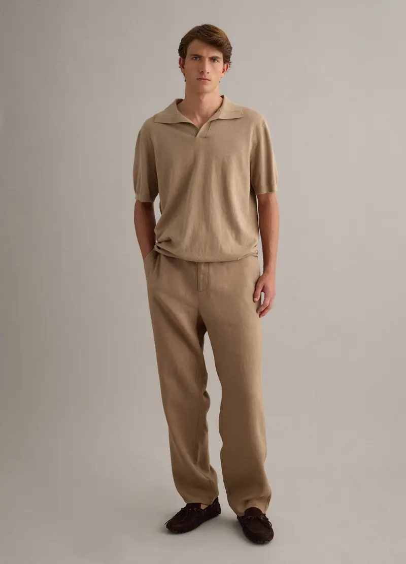 Polo Beige A Maniche Corte In Puro Cotone Regular Fit, Uomo, Beige