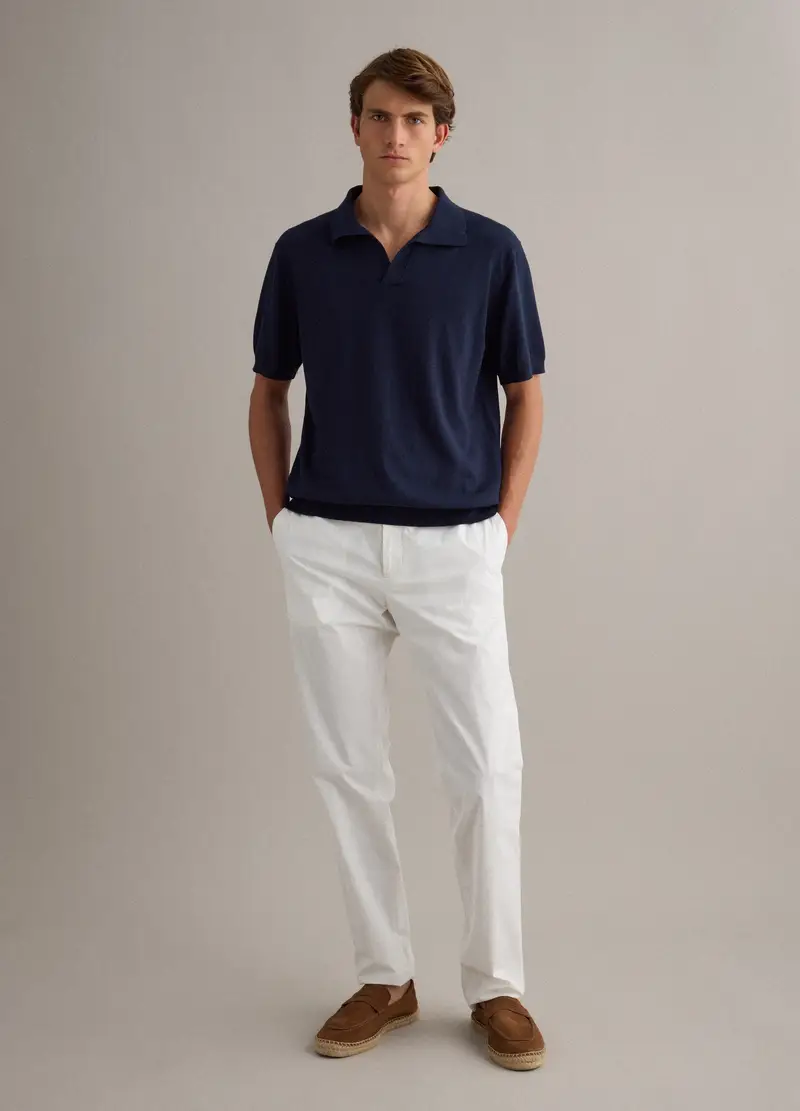 Polo Blu A Maniche Corte In Puro Cotone Regular Fit, Uomo, Blu miniatura 2