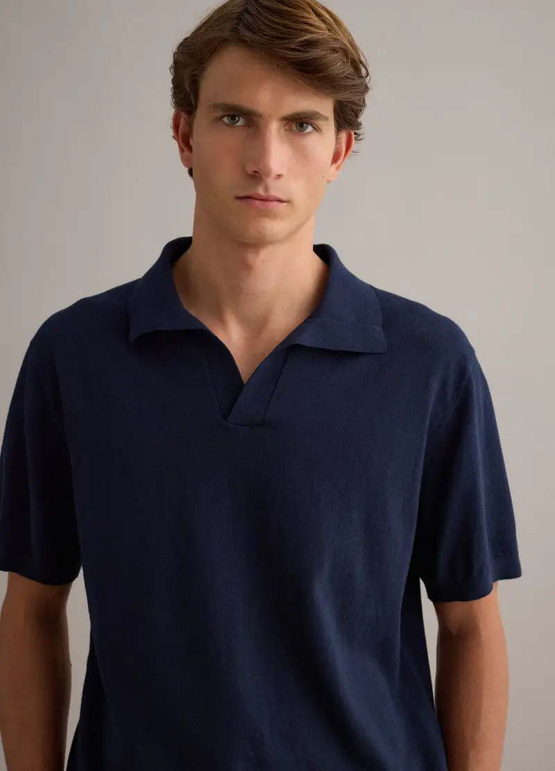 Polo Blu A Maniche Corte In Puro Cotone Regular Fit, Uomo, Blu