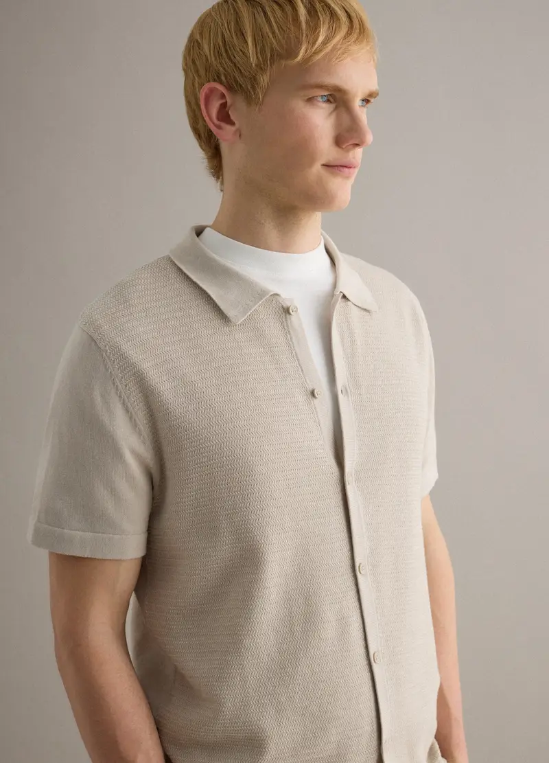 Polo In Puro Cotone Beige Regular Fit Con Bottoni, Uomo, Beige miniatura 2