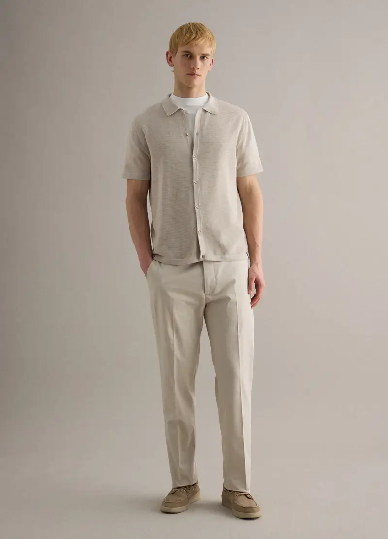 Polo In Puro Cotone Beige Regular Fit Con Bottoni, Uomo, Beige miniatura 3