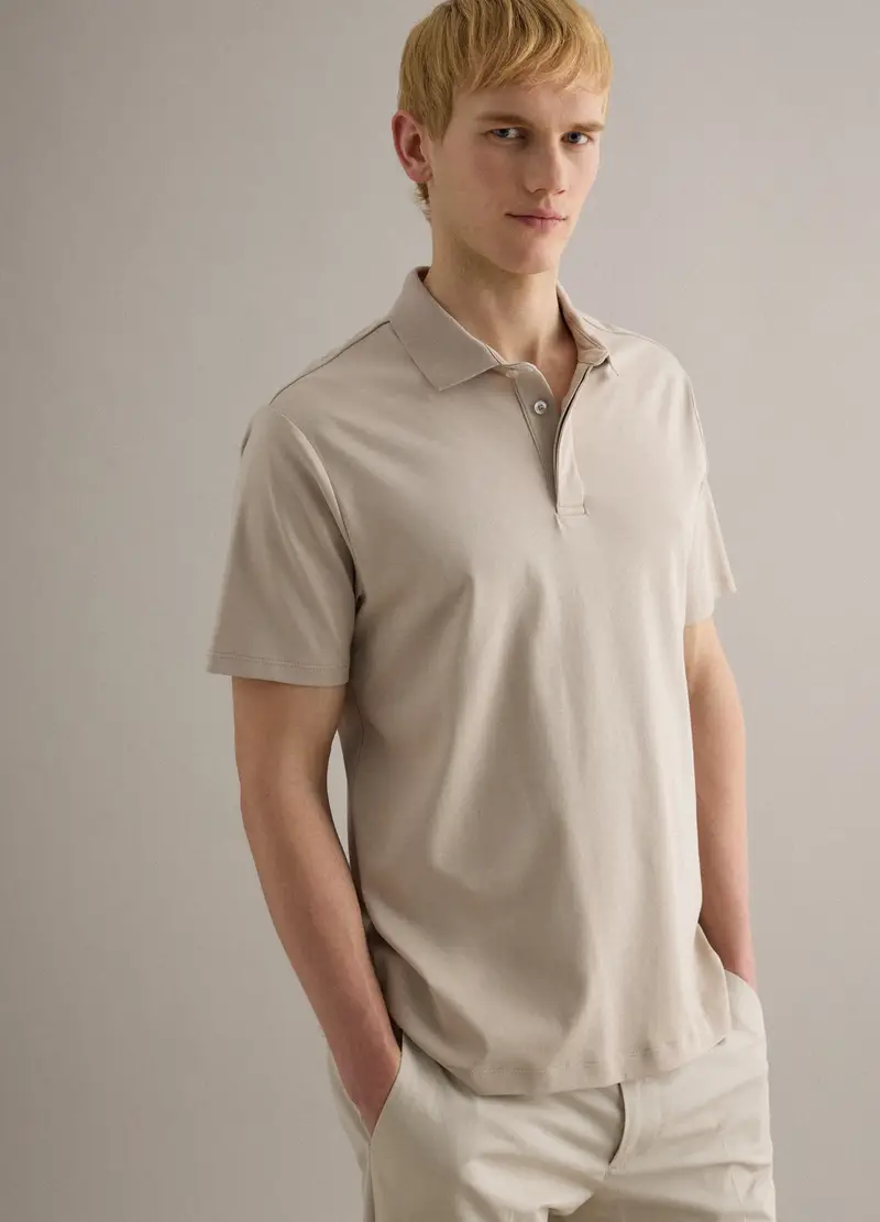Polo In Puro Cotone Beige Regular Fit, Uomo, Beige
