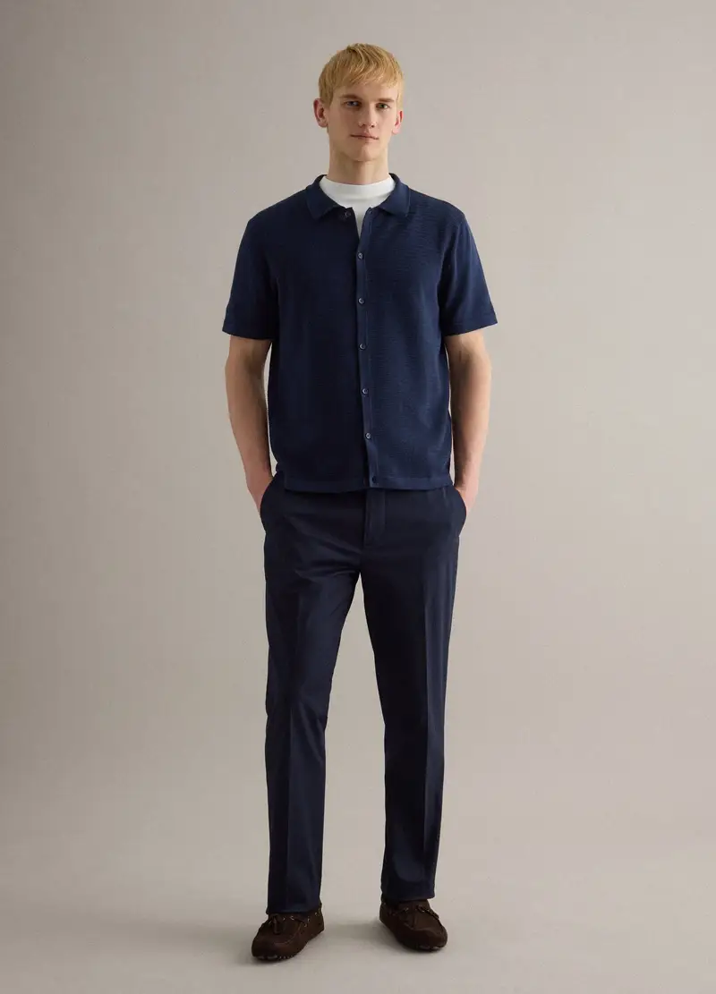 Polo In Puro Cotone Blu Regular Fit Con Bottoni, Uomo, Blu miniatura 2