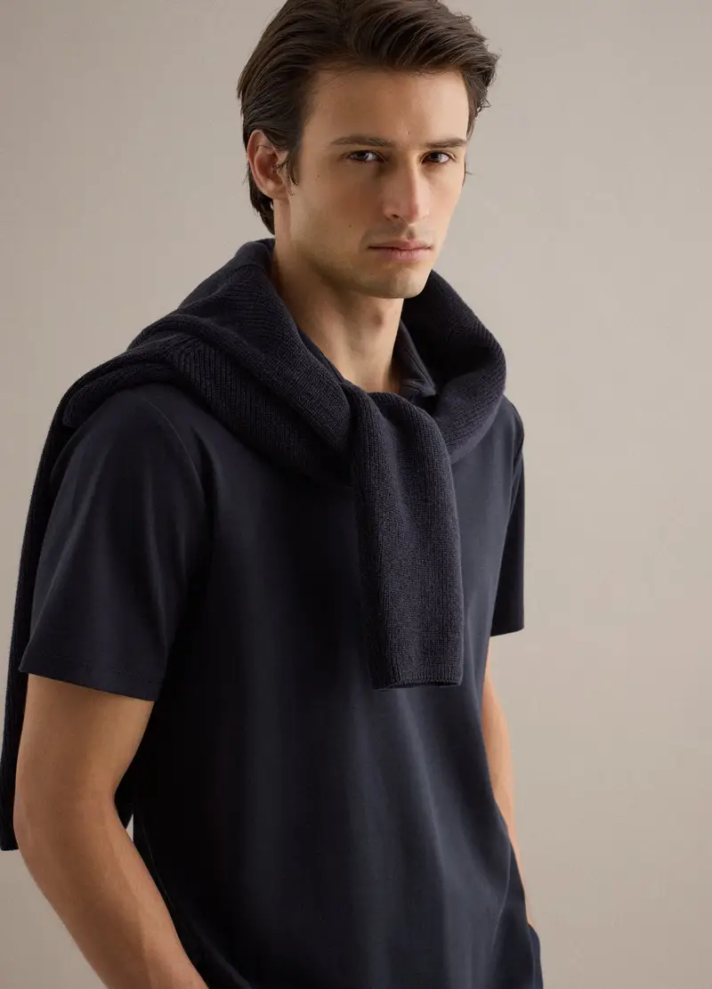 Polo In Puro Cotone Blu Regular Fit, Uomo, Blu