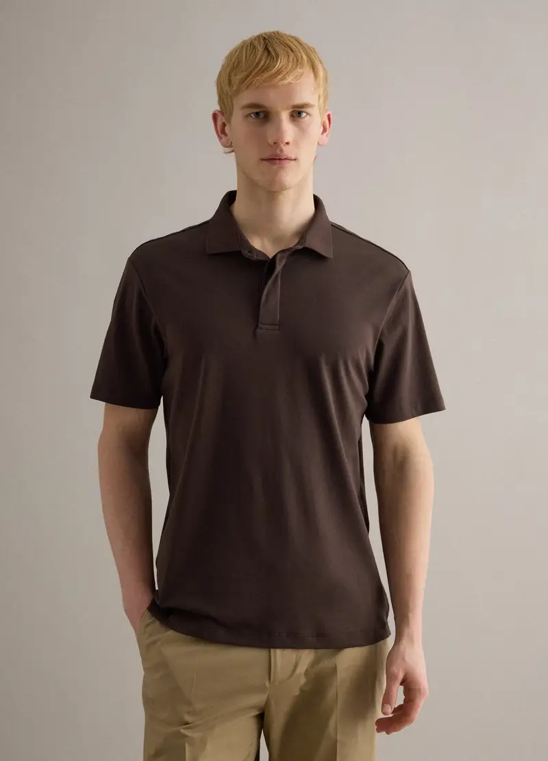 Polo In Puro Cotone Marrone Regular Fit, Uomo, Marrone
