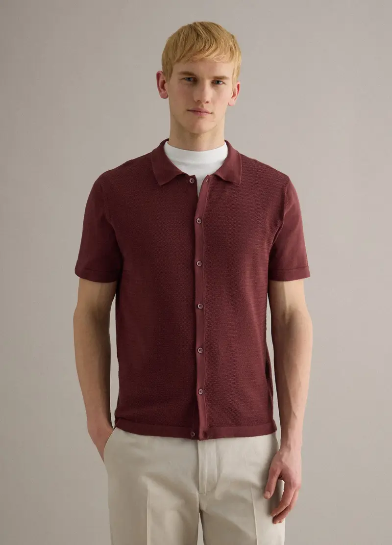 Polo In Puro Cotone Rossa Regular Fit Con Bottoni, Uomo, Rosso