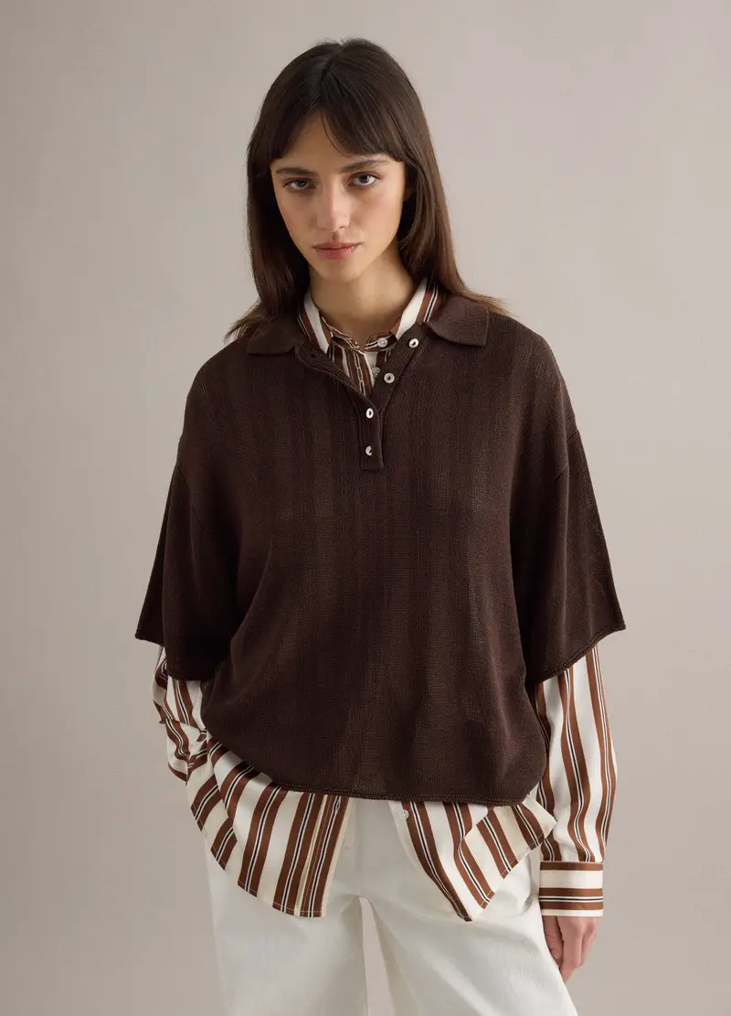 Piombo Contemporary Polo Donna Marrone 4330761 miniatura 3