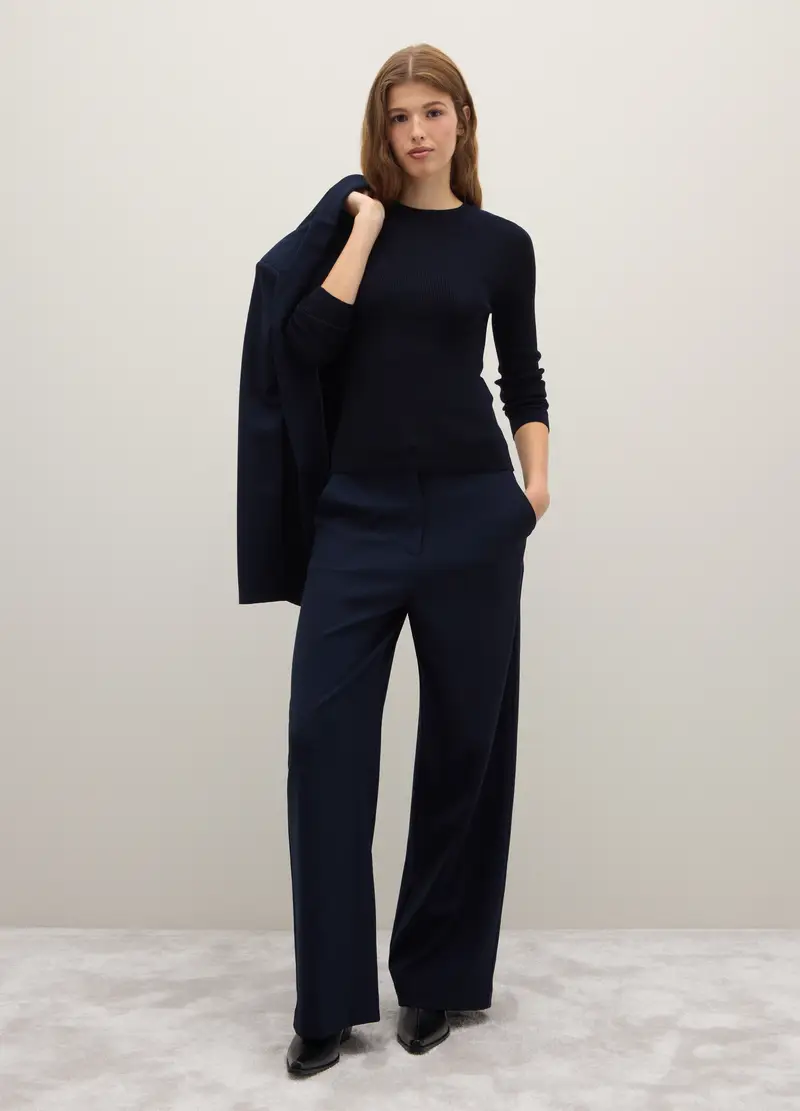 , Pullover Blu Vestibilità Fitted, Donna, Blu miniatura 2