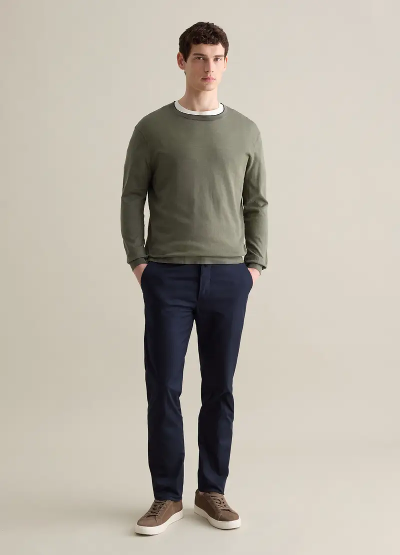 Pullover In Cotone, Uomo, Verde miniatura 2