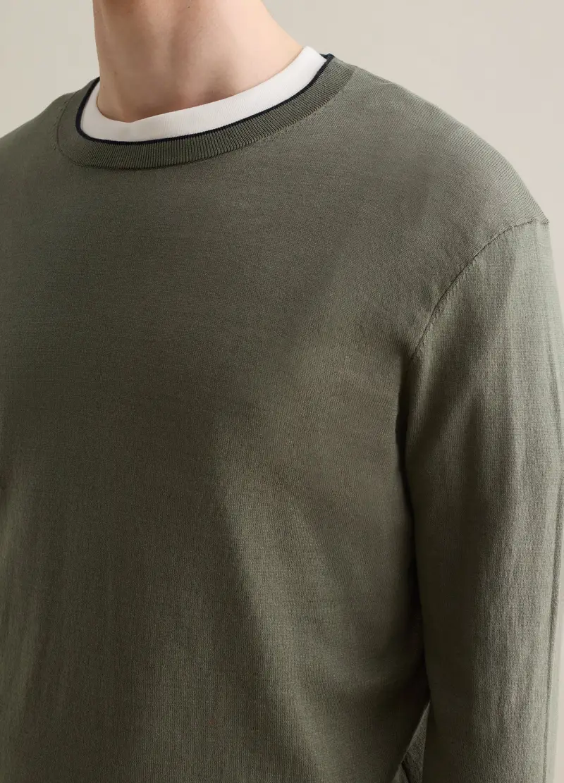 , Pullover In Cotone, Uomo, Verde miniatura 3