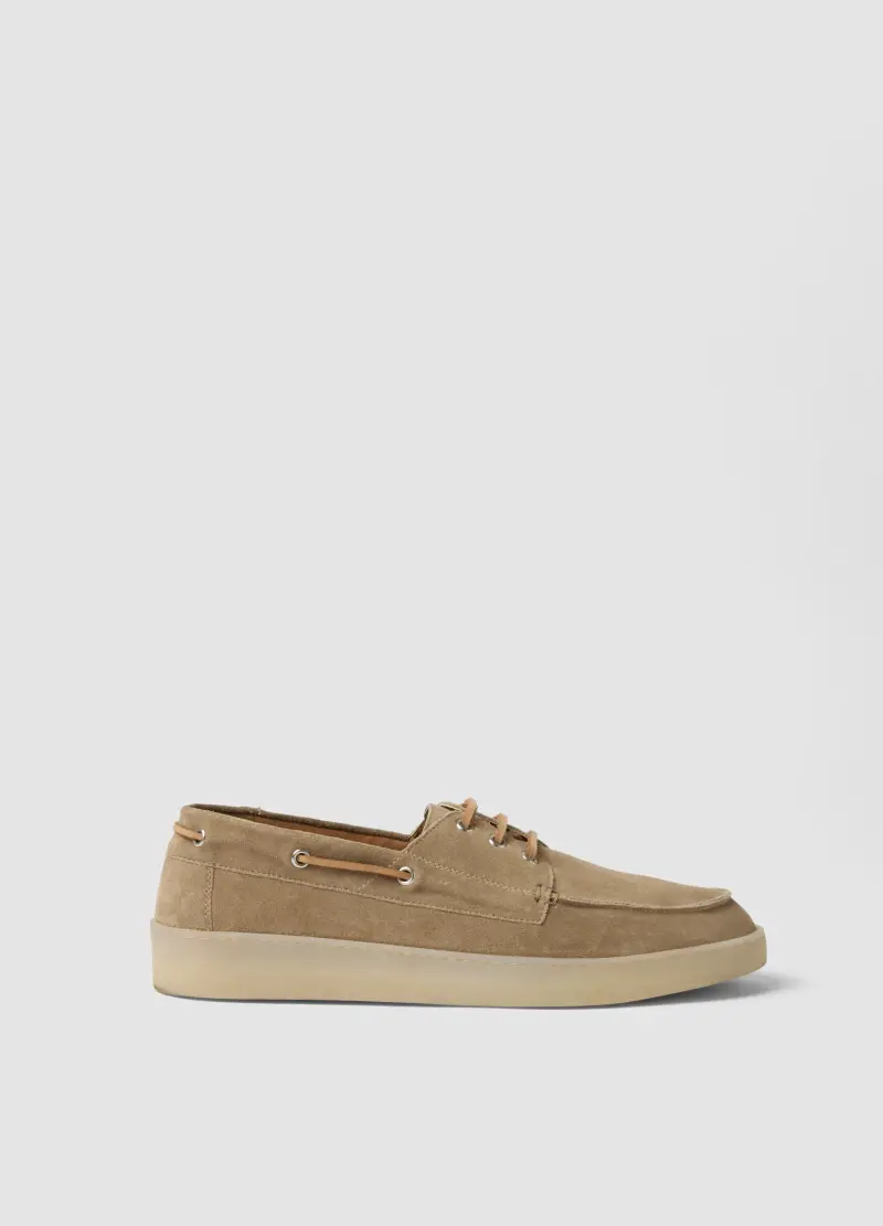 Scarpe Da Barca In Vera Pelle Beige, Uomo, Beige