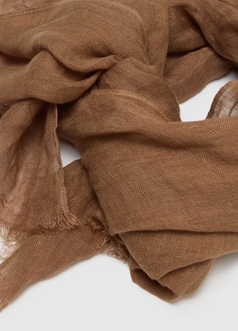 Sciarpa In Puro Lino Marrone, Uomo, Marrone miniatura 2