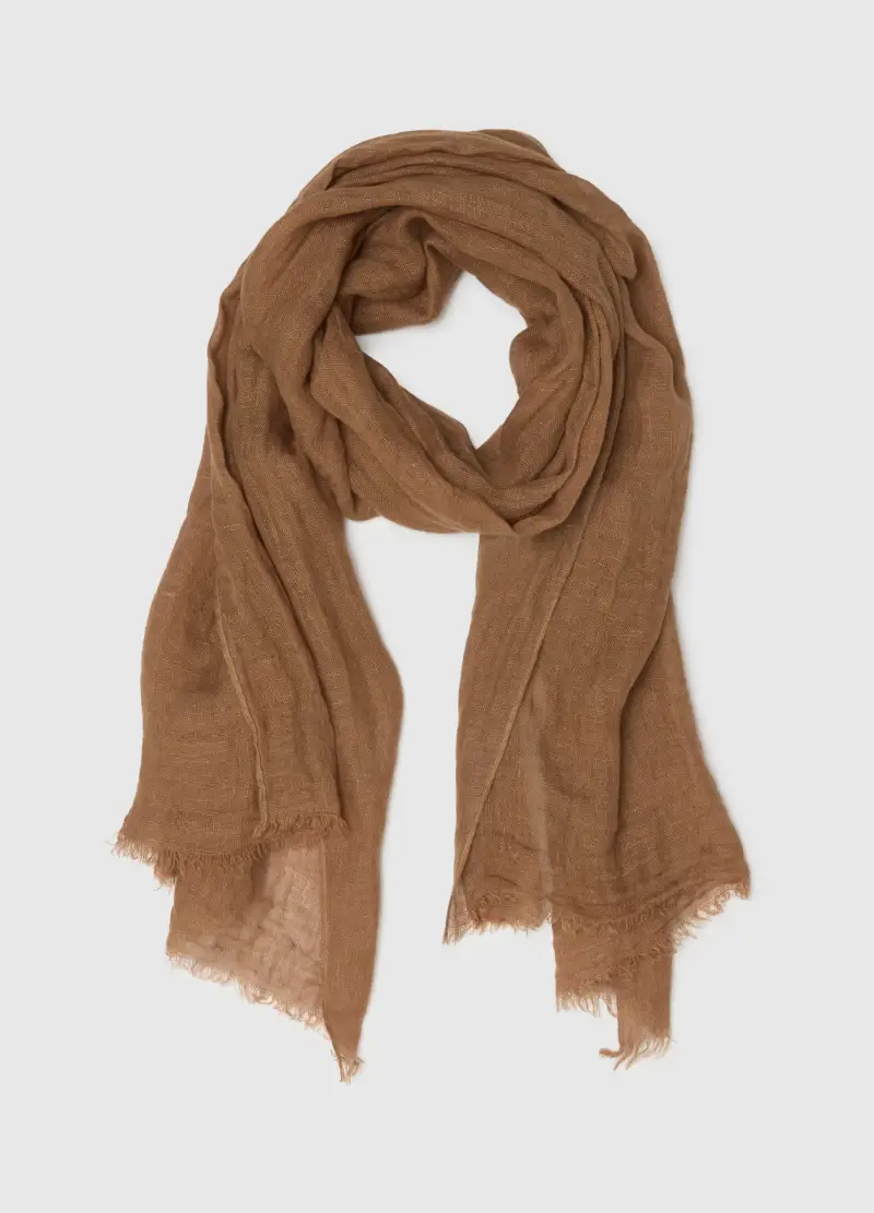 Sciarpa In Puro Lino Marrone, Uomo, Marrone