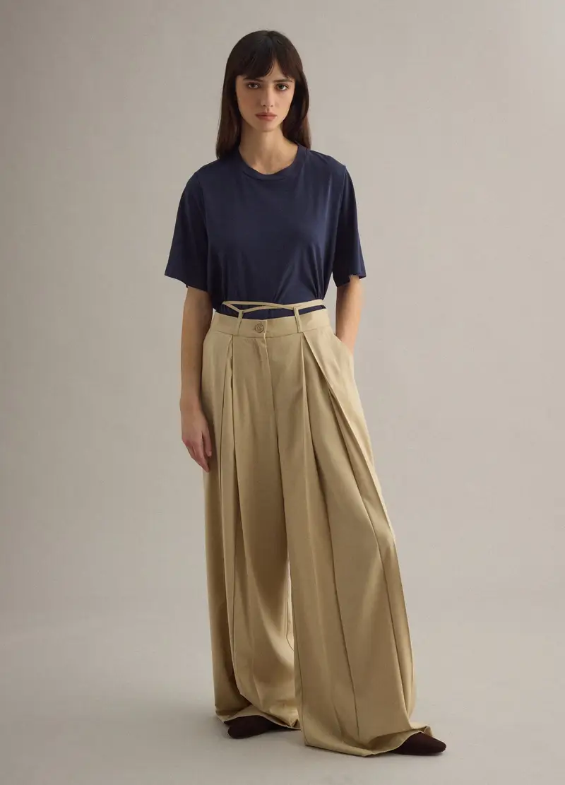 T-shirt A Maniche Corte In Misto Cotone Blu Regular Fit, Donna, Blu miniatura 2