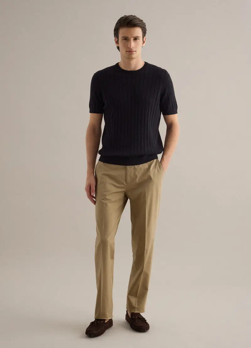 T-shirt In Puro Cotone Nero A Righe Regular Fit, Uomo, Nero miniatura 2