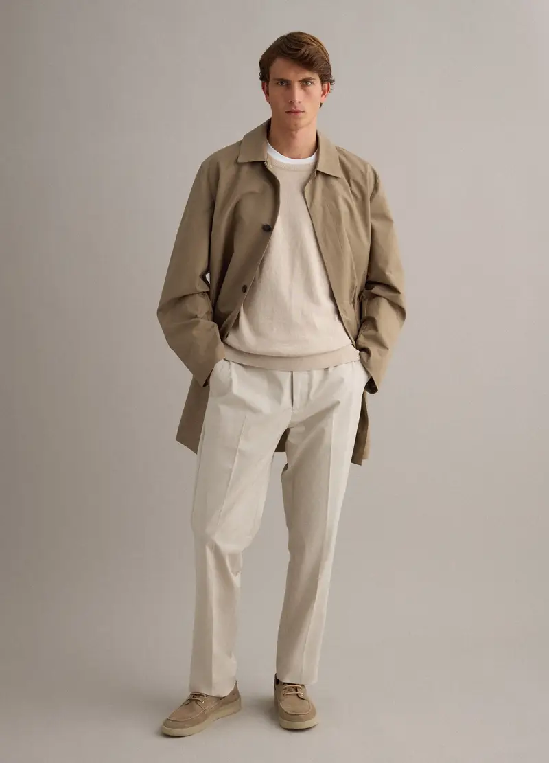 Trench Beige Regular Fit Con Chiusura A Bottoni, Uomo, Beige miniatura 2