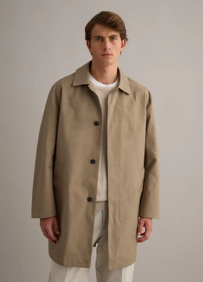 Trench Beige Regular Fit Con Chiusura A Bottoni, Uomo, Beige miniatura 3