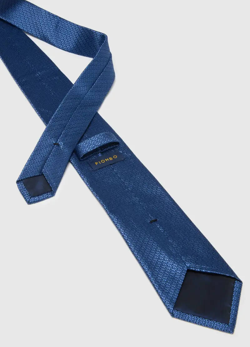 , Cravatta Blu In Pura Seta, Uomo, Blu miniatura 2