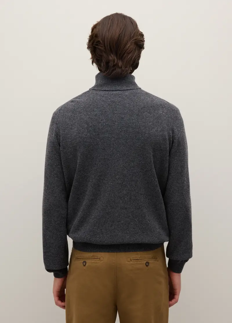 Dolcevita A Collo Alto Grigio In Pura Lana D agnello Regular Fit, Uomo, Grigio miniatura 3