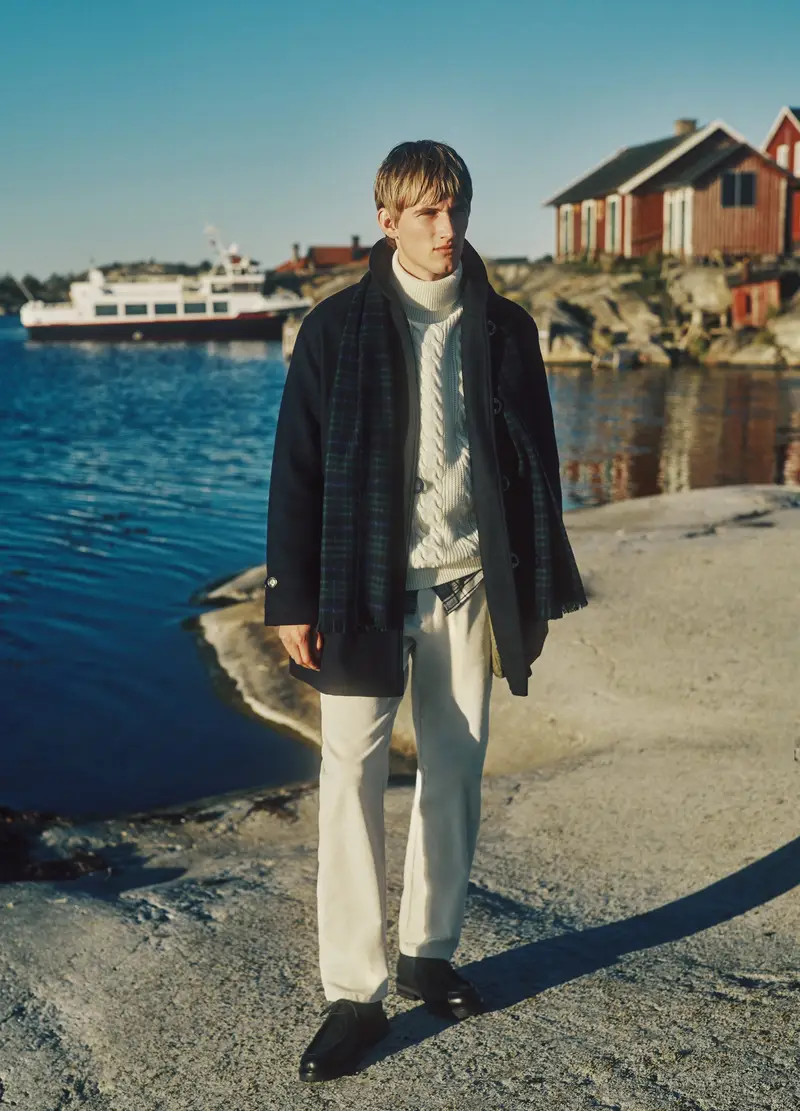 Dolcevita Bianco Con Motivo Jacquard In Misto Lana, Uomo, Bianco