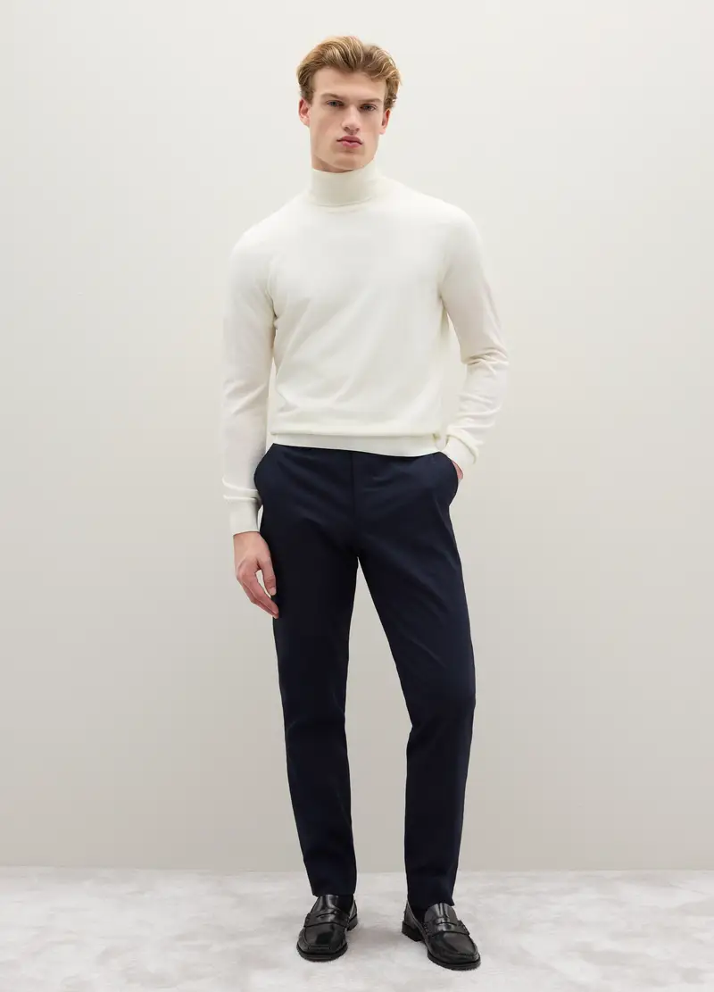 Dolcevita Bianco In Pura Lana Merino, Uomo, Bianco miniatura 2