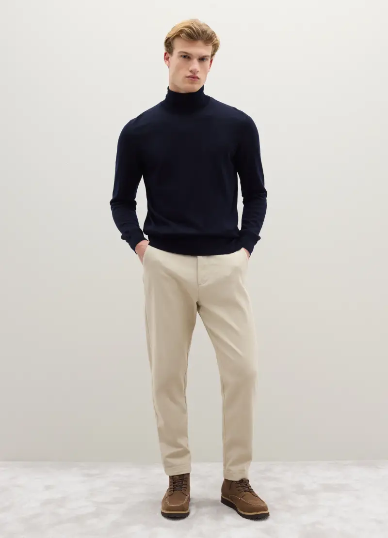 Dolcevita Blu In Pura Lana Merino, Uomo, Blu miniatura 2