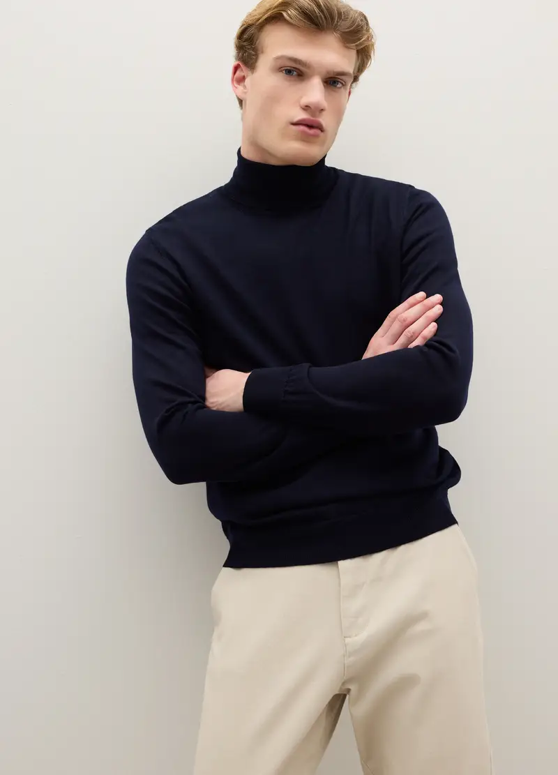 Dolcevita Blu In Pura Lana Merino, Uomo, Blu