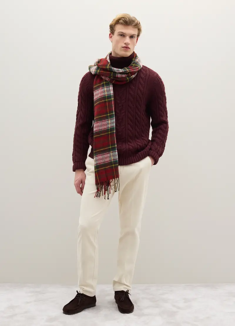 Dolcevita Bordeaux Con Design A Trecce In Misto Lana, Uomo, Rosso miniatura 2