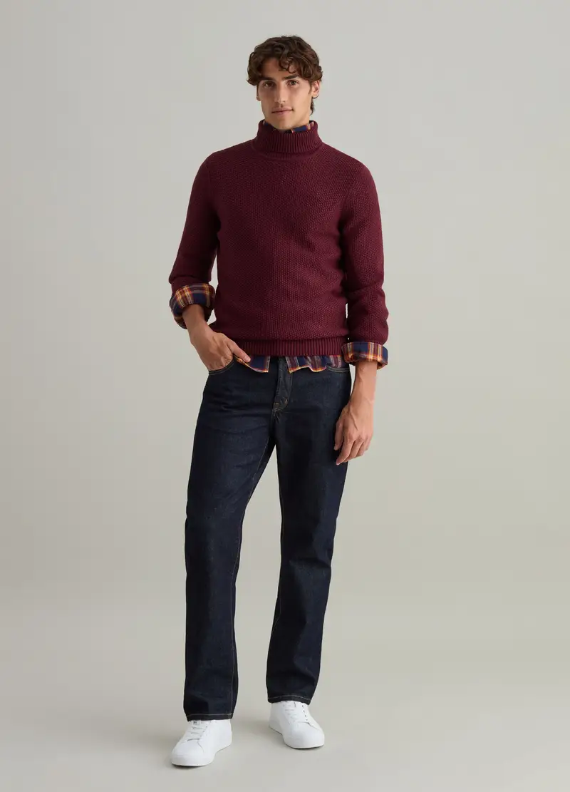 Dolcevita Bordeaux In Misto Lana, Uomo, Rosso miniatura 2