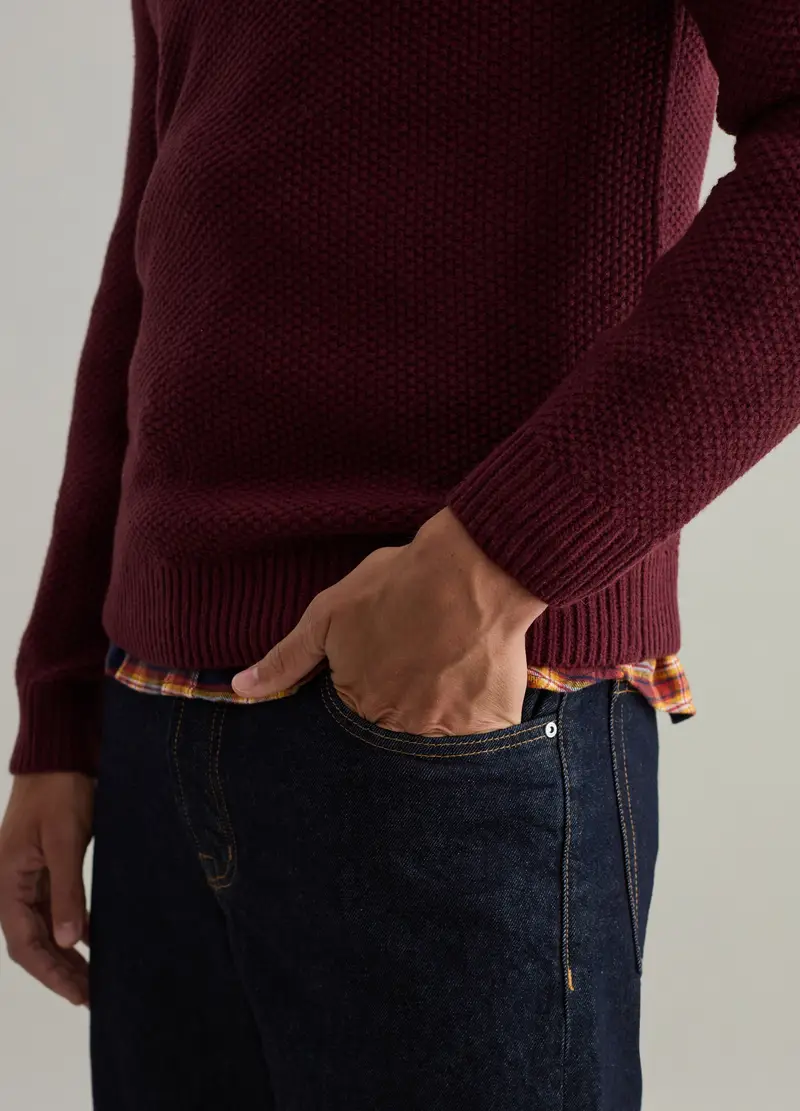 Dolcevita Bordeaux In Misto Lana, Uomo, Rosso miniatura 3