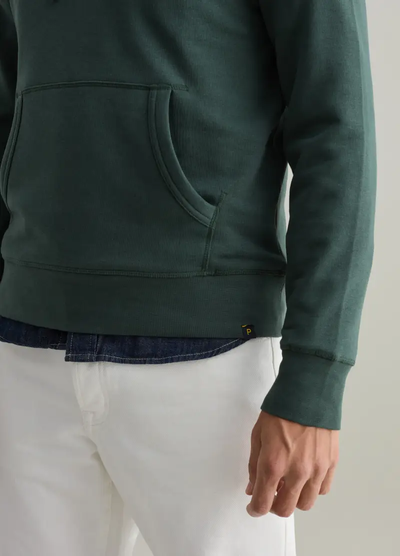 Felpa Con Cappuccio E Dettaglio A V, Uomo, Verde miniatura 3