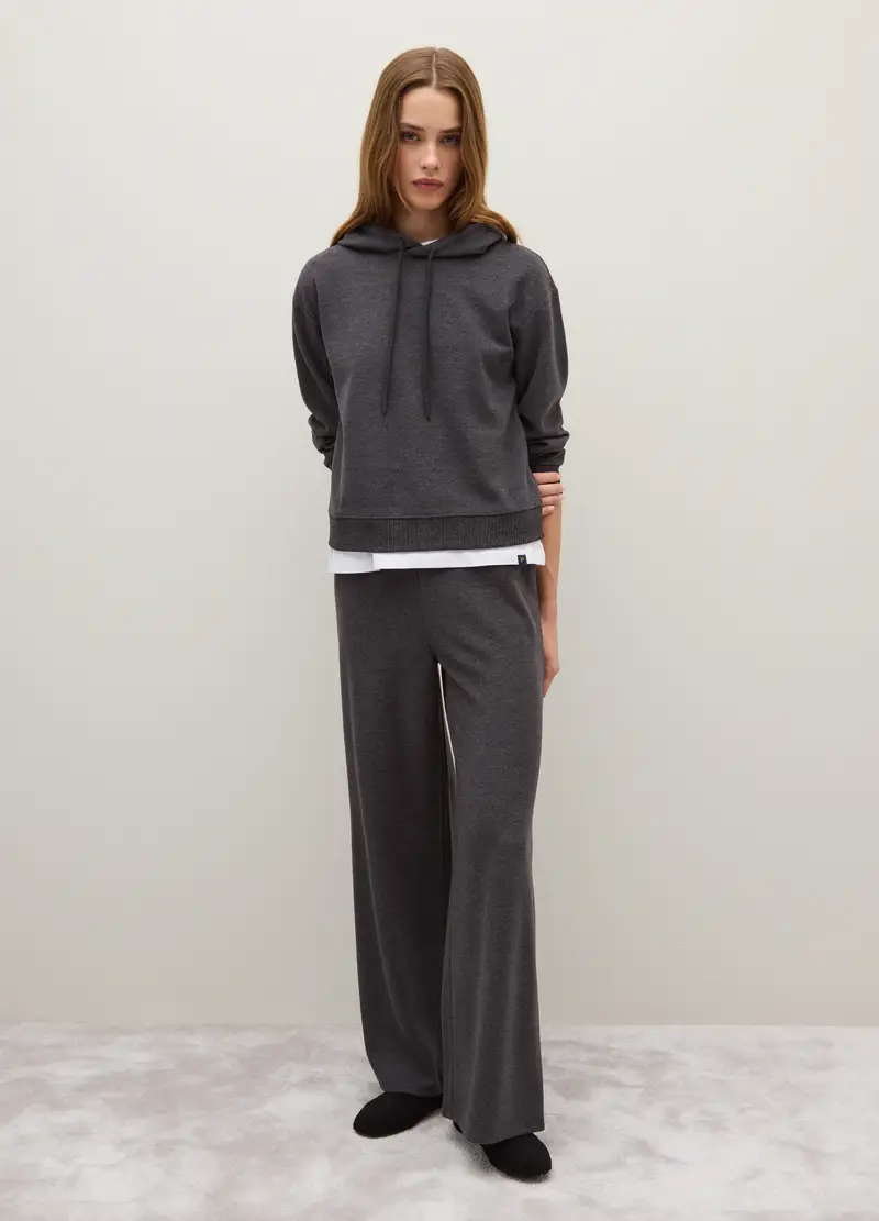 Felpa Con Cappuccio Grigia Regular Fit, Donna, Grigio miniatura 2