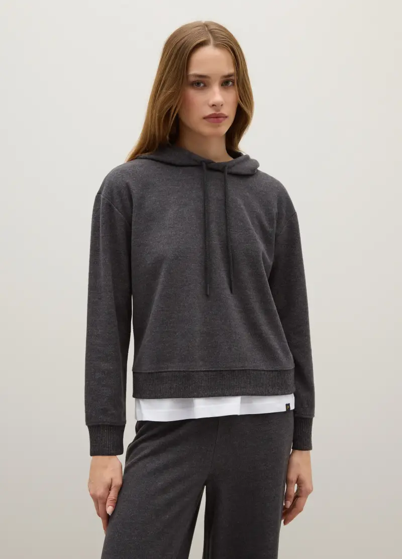 Felpa Con Cappuccio Grigia Regular Fit, Donna, Grigio