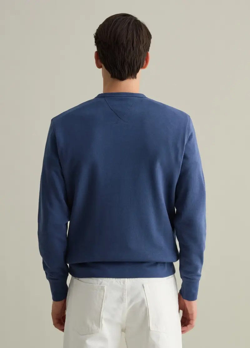 Felpa Girocollo Con Dettaglio A V, Uomo, Blu miniatura 3