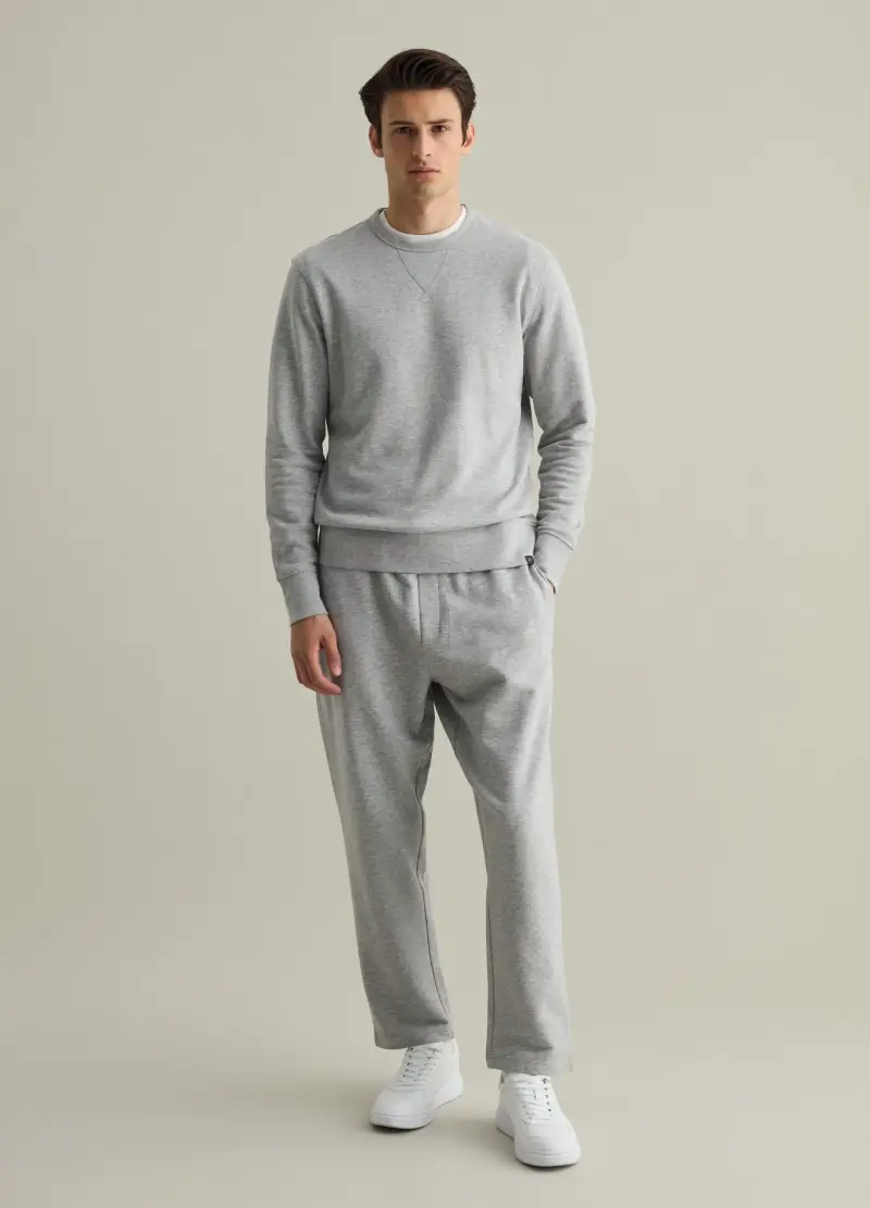 Felpa Girocollo Con Dettaglio A V, Uomo, Grigio miniatura 2