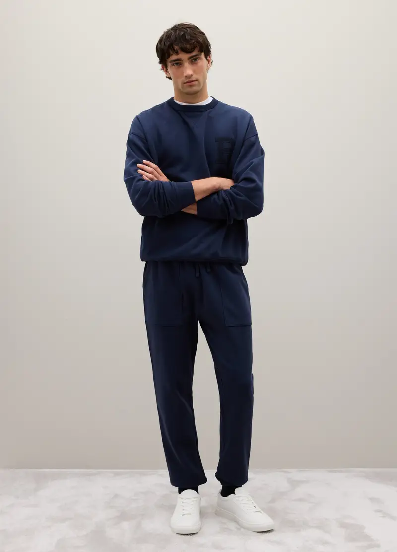 PIOMBO, Felpa In Puro Cotone Blu Regular Fit, Uomo, Blu, Taglia: S miniatura 2