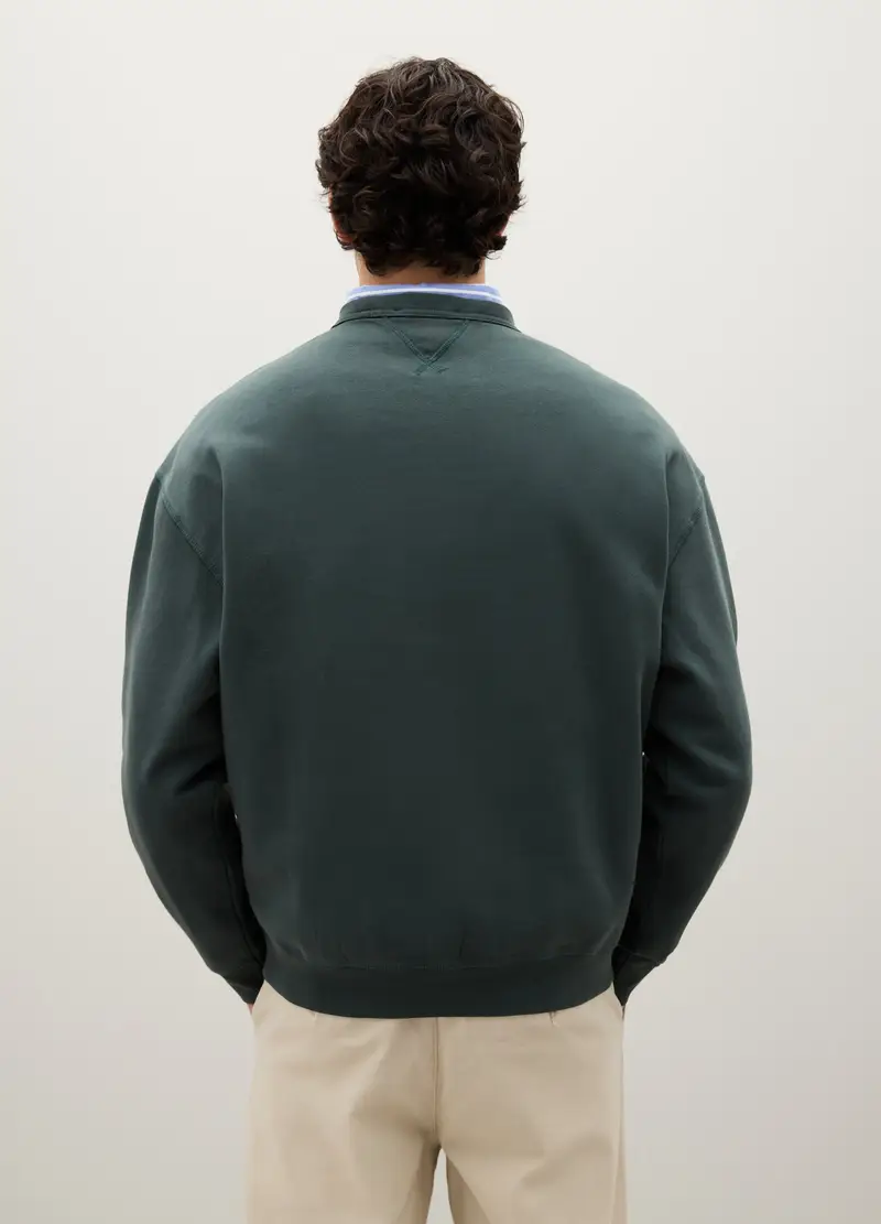 PIOMBO, Felpa In Puro Cotone Verde Regular Fit, Uomo, Verde, Taglia: S miniatura 3