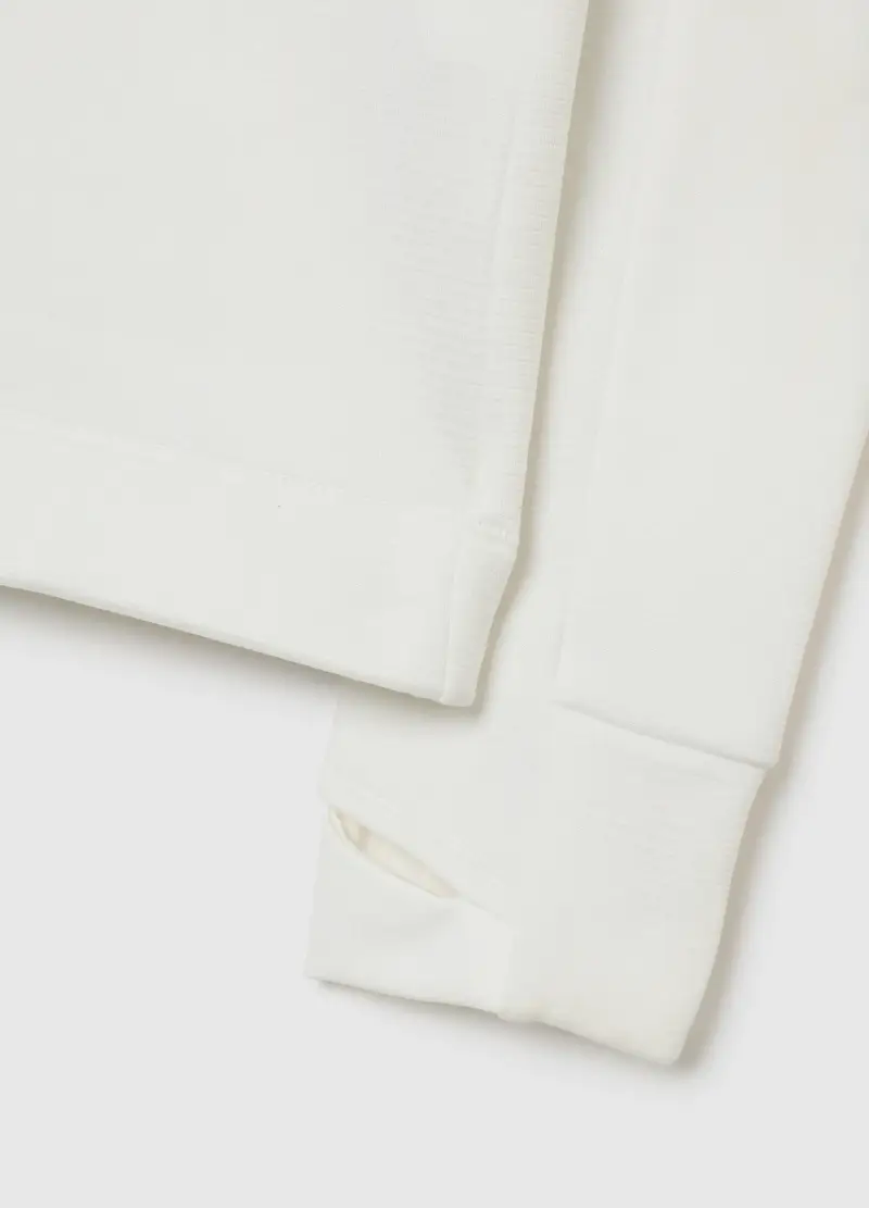 Felpa Sportiva Bianca Con Collo Alto E Mezza Zip Vestibilità Fitted, Donna, Bianco miniatura 3