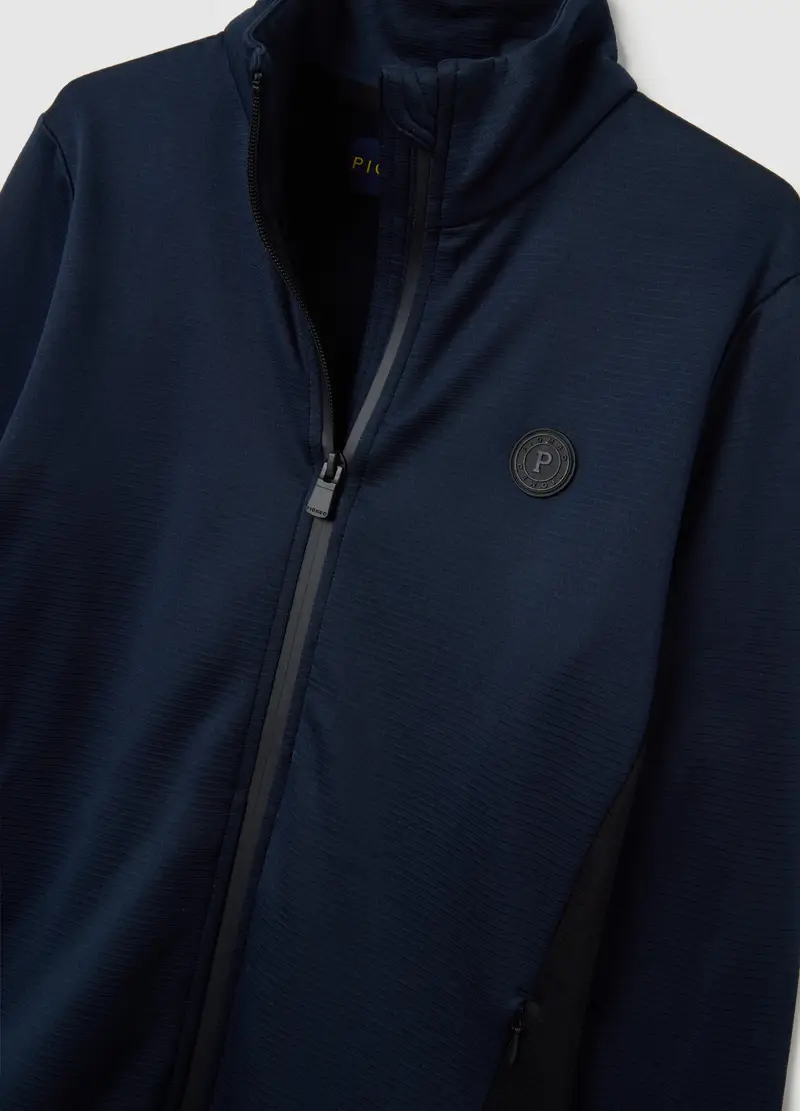 Felpa Sportiva Blu A Collo Alto Con Zip Vestibilità Fitted, Donna, Blu miniatura 2