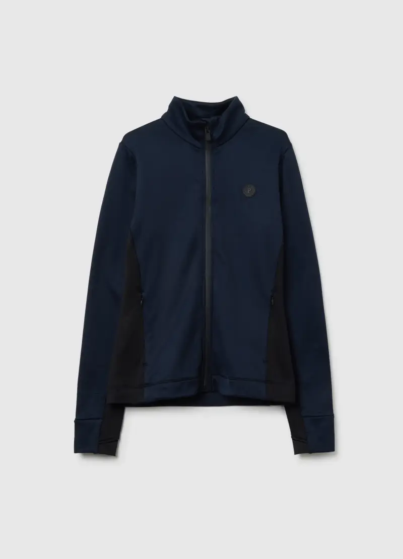 Felpa Sportiva Blu A Collo Alto Con Zip Vestibilità Fitted, Donna, Blu