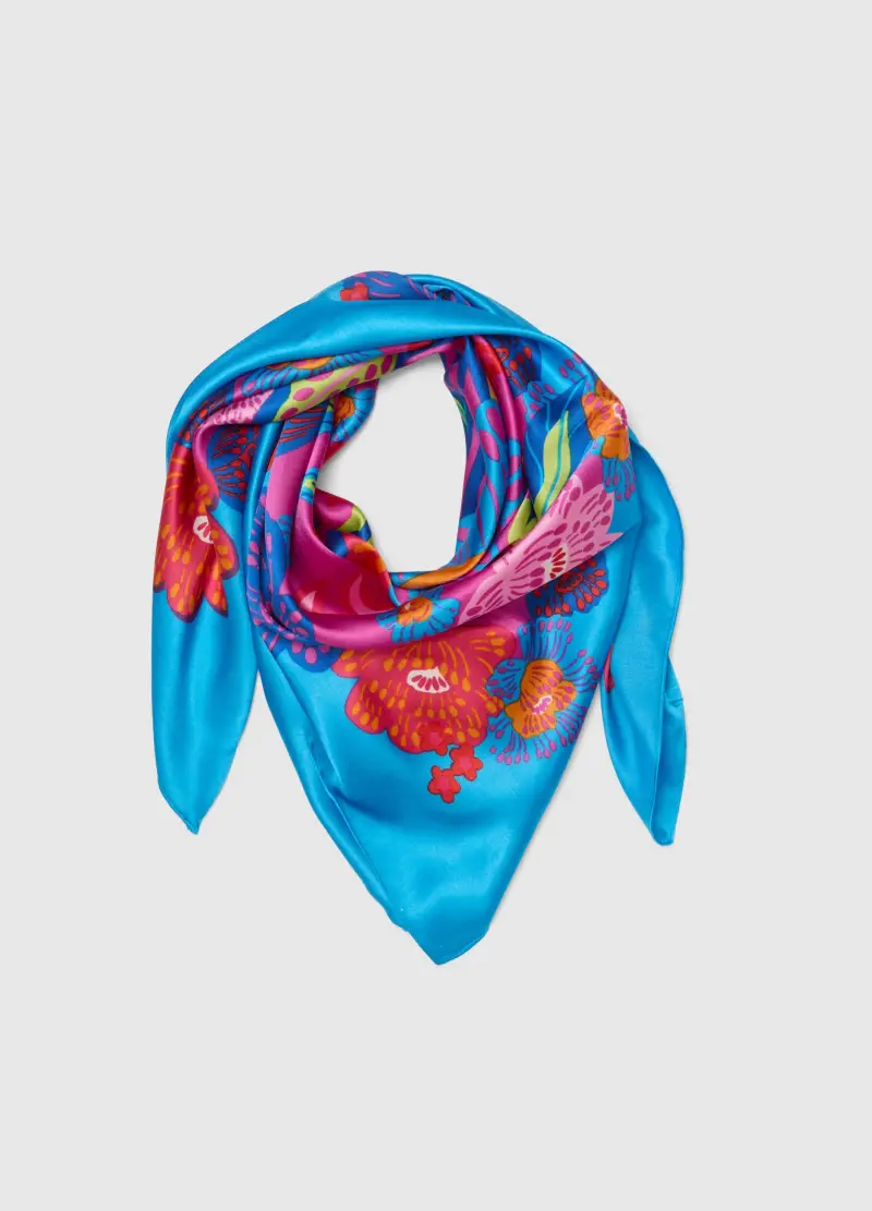 Foulard Leggero Multicolor Con Stampa Floreale, Donna, Multicolor