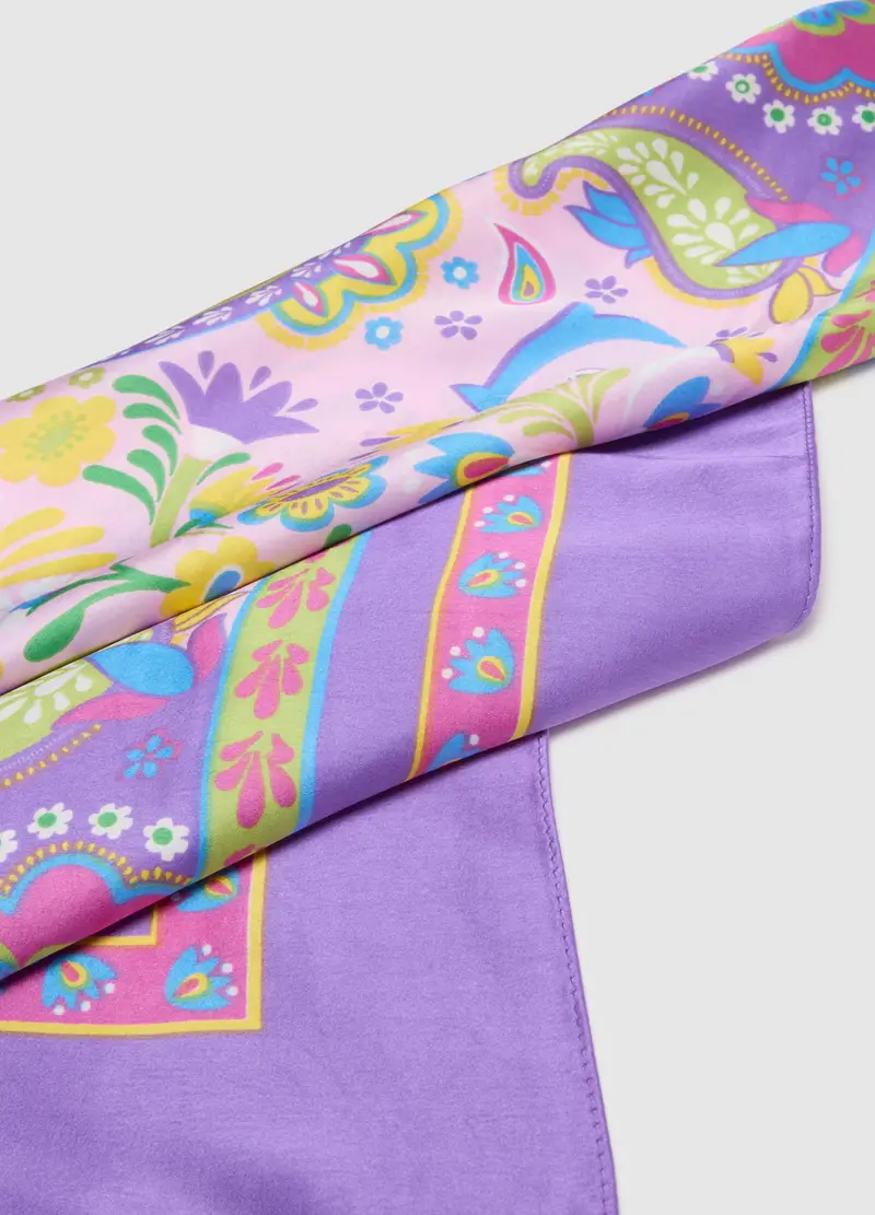 Foulard Multicolor Con Motivi Floreali, Donna, Multicolor miniatura 2