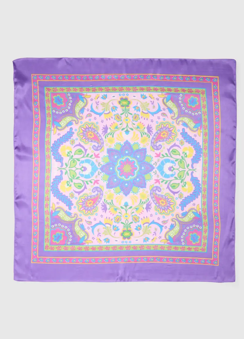 Foulard Multicolor Con Motivi Floreali, Donna, Multicolor miniatura 3