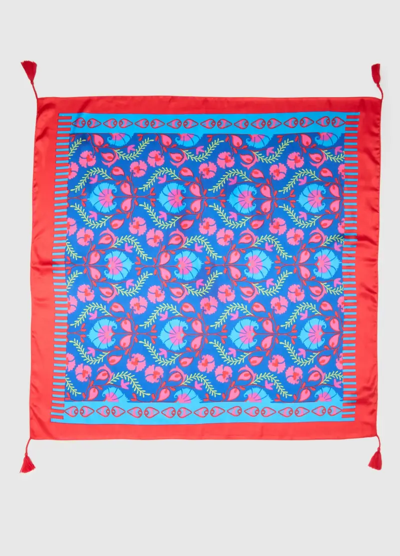 Foulard Multicolor Con Nappe, Donna, Multicolor miniatura 2