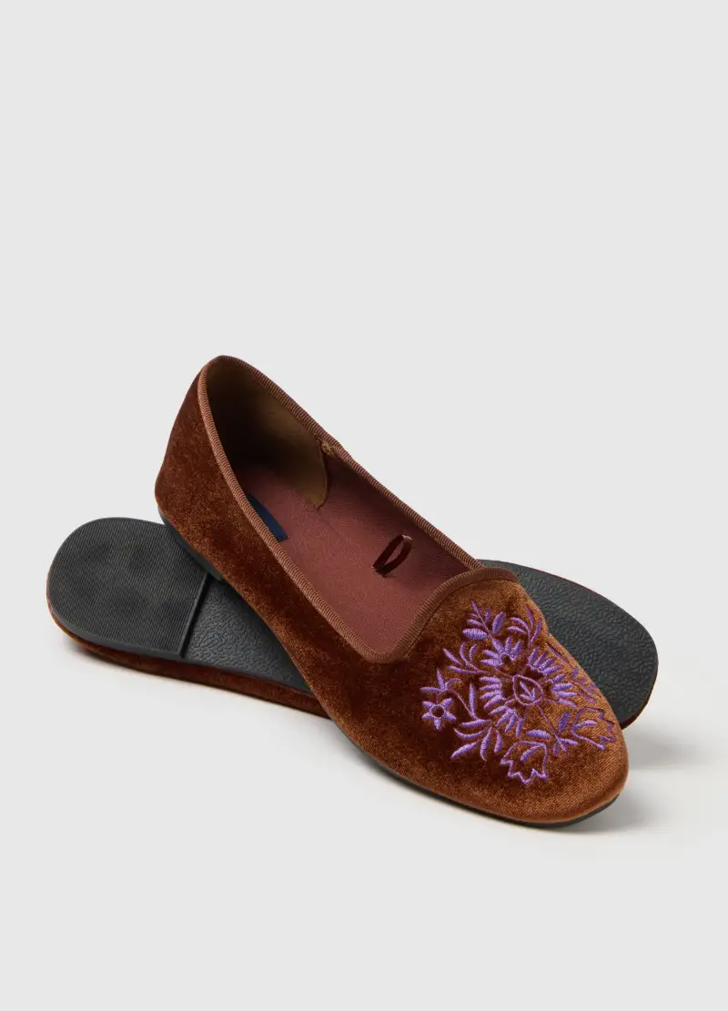 Friulane Marroni Con Ricami Floreali, Donna, Multicolor miniatura 2