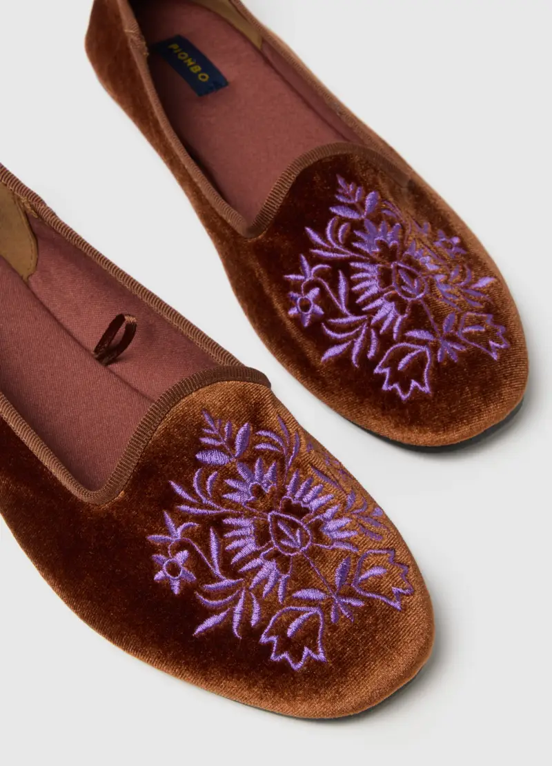 Friulane Marroni Con Ricami Floreali, Donna, Multicolor miniatura 3