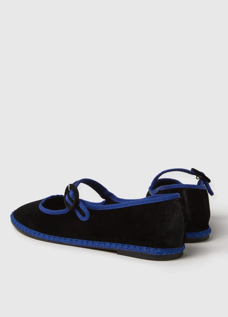 Friulane Nere Con Bordi Blu Regular Fit, Donna, Multicolor miniatura 2