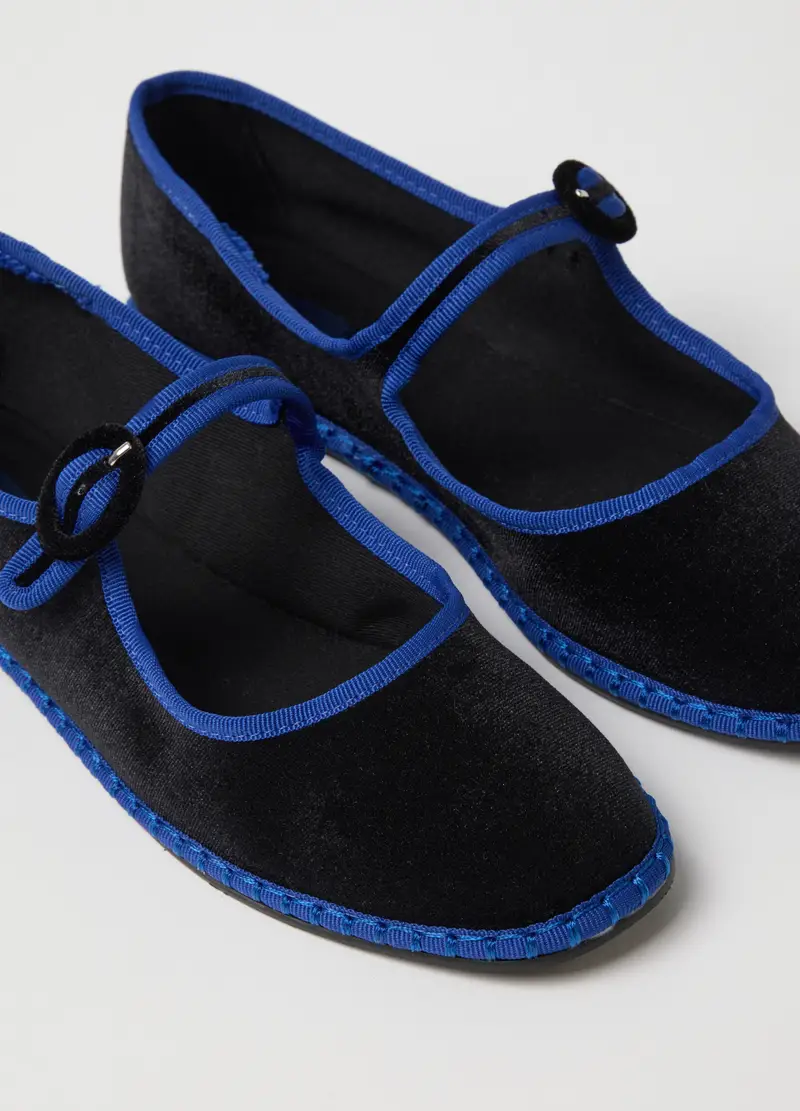 Friulane Nere Con Bordi Blu Regular Fit, Donna, Multicolor miniatura 3