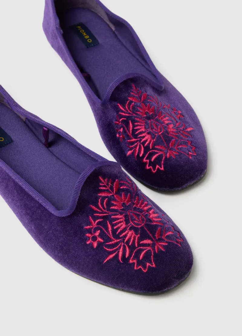 Friulane Viola Con Ricami Floreali, Donna, Viola miniatura 3