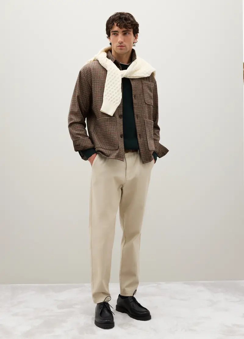 Giacca A Quadri Marrone In Misto Lana, Uomo, Multicolor miniatura 2